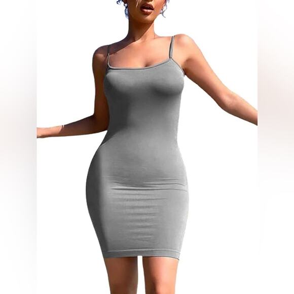 AnotherChill Gray Casual BodyCon Sleeveless Slip Dress  Size Small NWT - Picture 1 of 9
